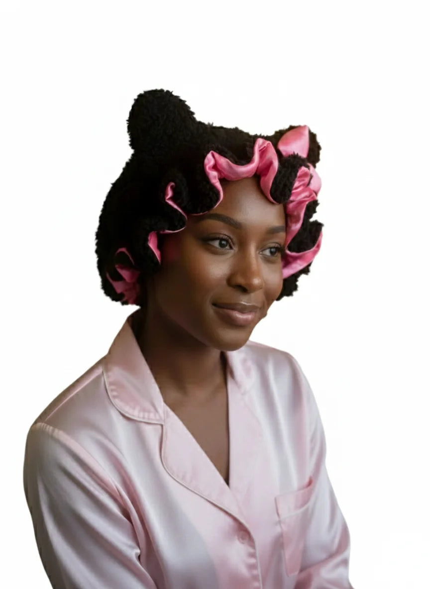 Luxury white Teddy Satin Hair Bonnet