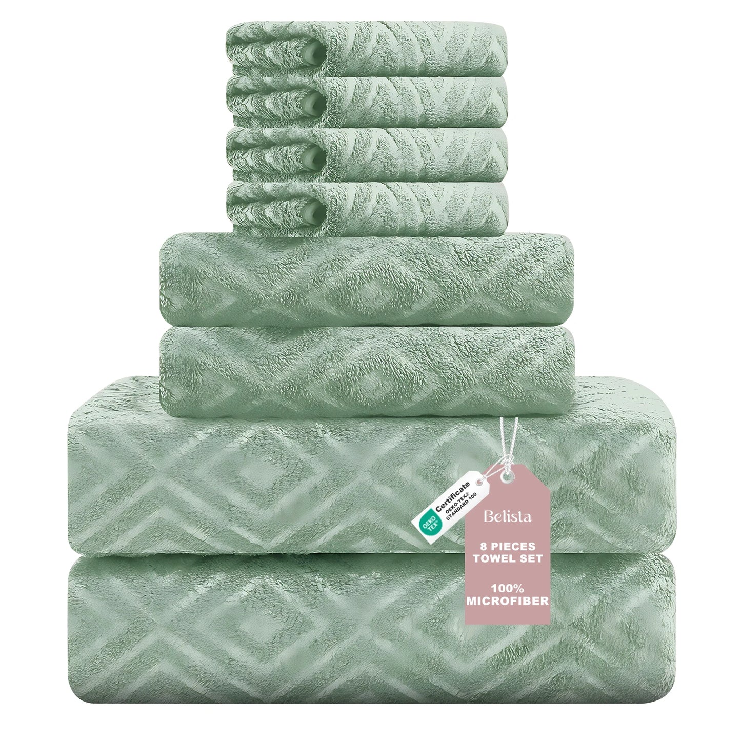Belista Oversized 8-Piece Towel Set 35"×70": 2 Bath Sheets , 2 Hand Towels , 4 Washcloths,Soft & Absorbent for Gym, Spa,Home