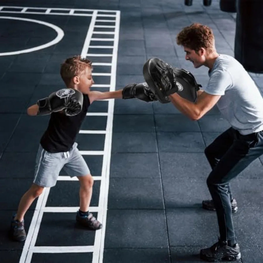 3-in-1 Boxing Set, Punching Gloves Mitts Kick Pad for Beginners, Sports Kickboxing Training Set for Youth Child Boxing, Karate,