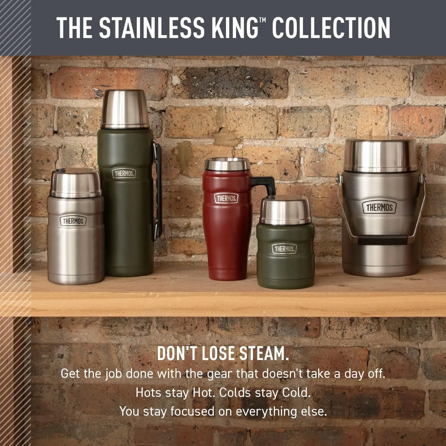 Stainless Steel Vacuum-Insulated Food Jar with 2 Containers, 47 Oz, Matte Finish