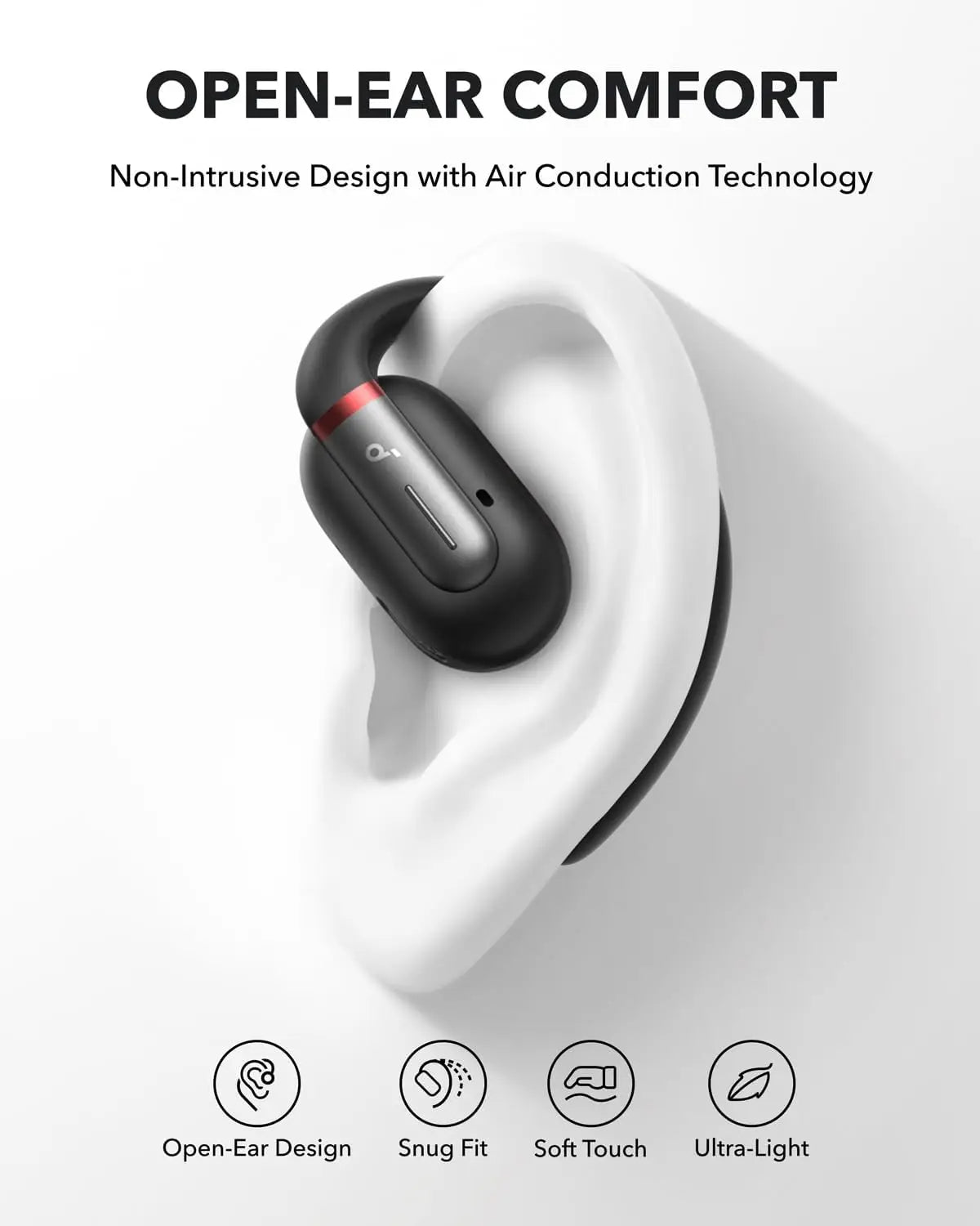 Soundcore by Anker V30i Open-Ear Headphones, Ultra-Comfort, Lightweight Design, Snug Fit, Ergonomic Ear Hooks (Refurbished)