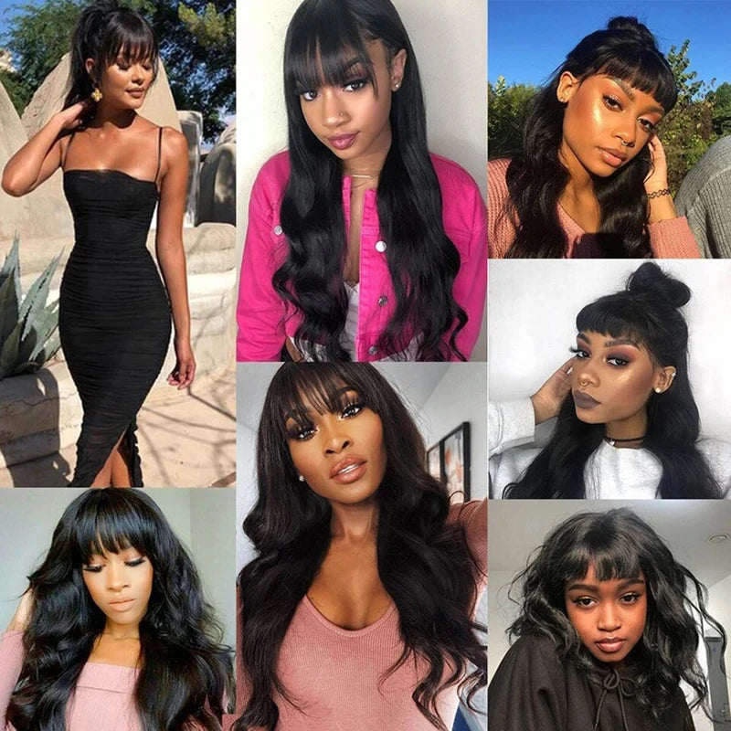 Rosslyn Body Wave 100% Human Hair Wigs 34 Inch WIG With Bangs 200% Density Brazilian Wig Wear And Go Bleached Knotted For Woman
