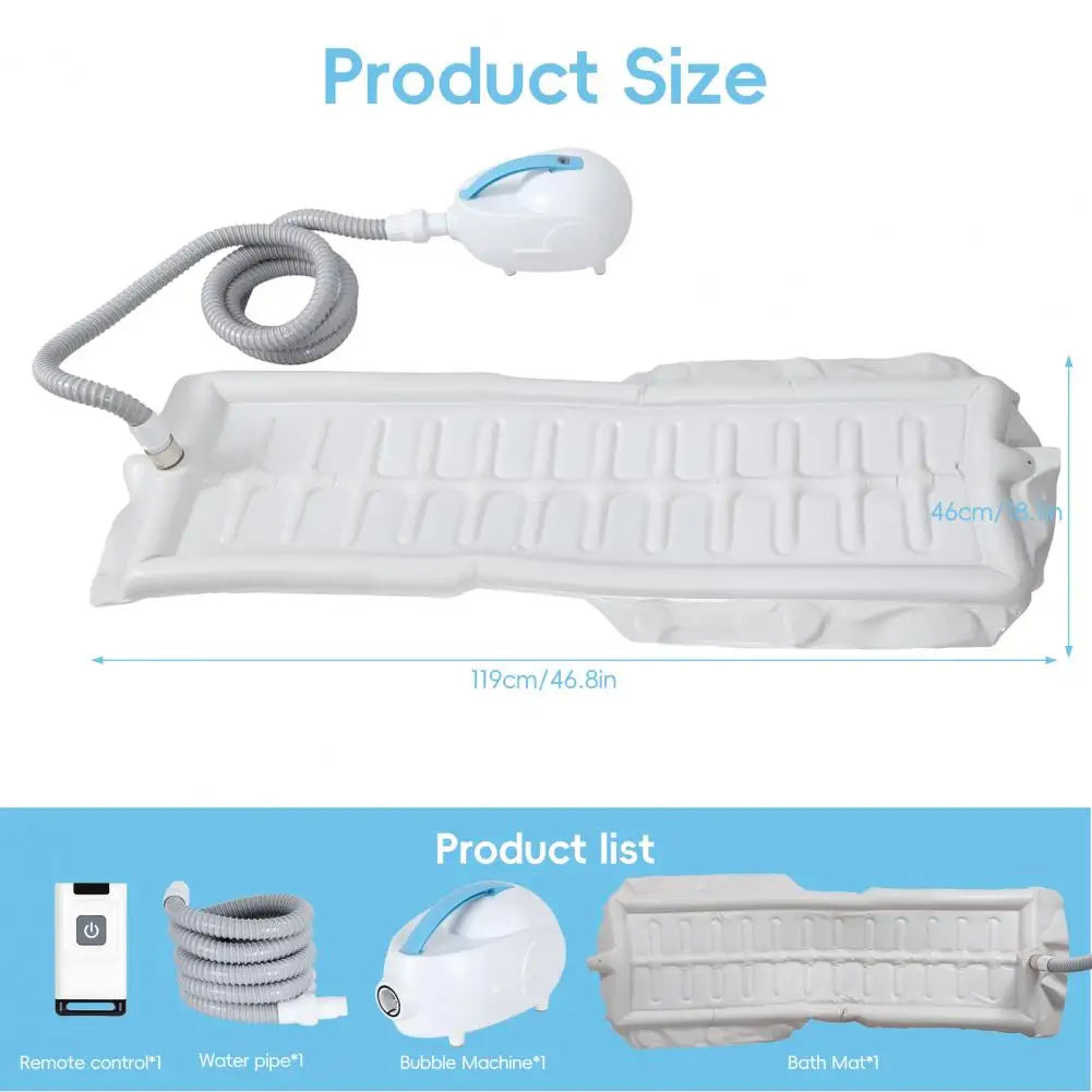 Non-Slip Bubble Bath Mat with Suction Cups Remote Controlled Adjustable Bubbles Full Body Spa Bathtub Mat
