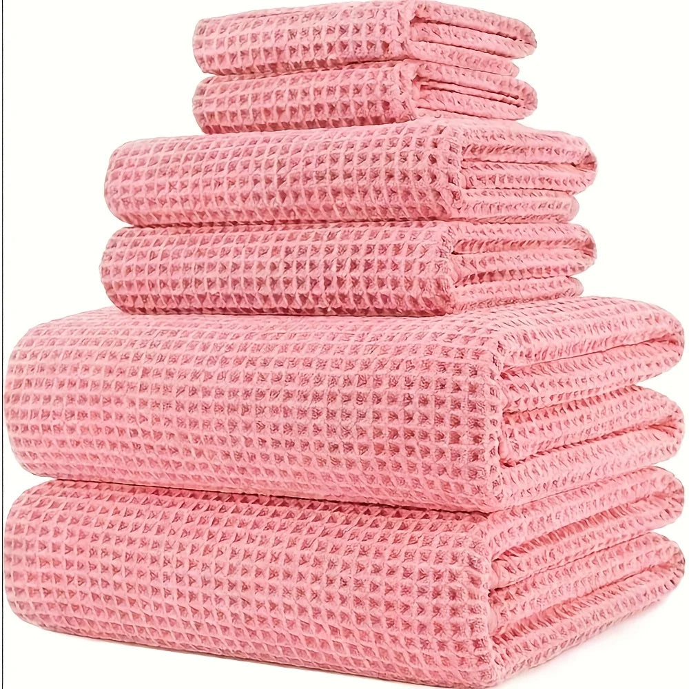 Quick-Dry Soft Bath Towel Set – 6-Piece Textured, Lightweight & Breathable Towels for Bath, Spa, Gym & Home Use | Highly Absorbe