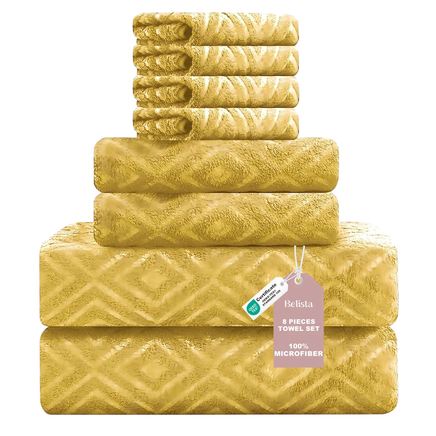 Belista Oversized 8-Piece Towel Set 35"×70": 2 Bath Sheets , 2 Hand Towels , 4 Washcloths,Soft & Absorbent for Gym, Spa,Home