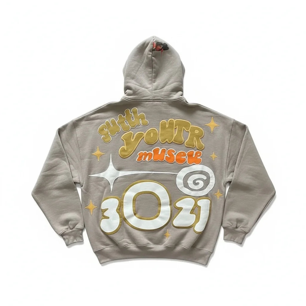 Hip-hop street retro Y2K hoodie, personalized foam printed hoodie, Gothic punk top