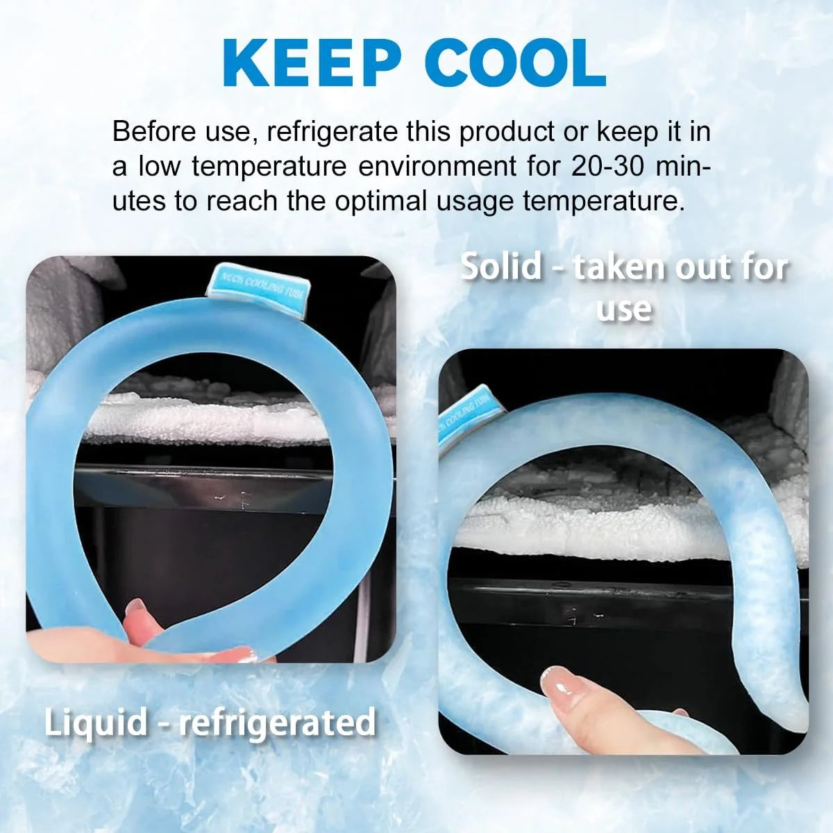 2PCS Neck Cooling Tube with Cold Insulated Bag, Reusable Ice Neck Ring Wearable Body Cooler for Summer Heat (Blue*2)