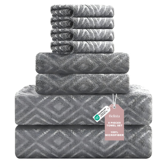Belista Oversized 8-Piece Towel Set 35"×70": 2 Bath Sheets , 2 Hand Towels , 4 Washcloths,Soft & Absorbent for Gym, Spa,Home