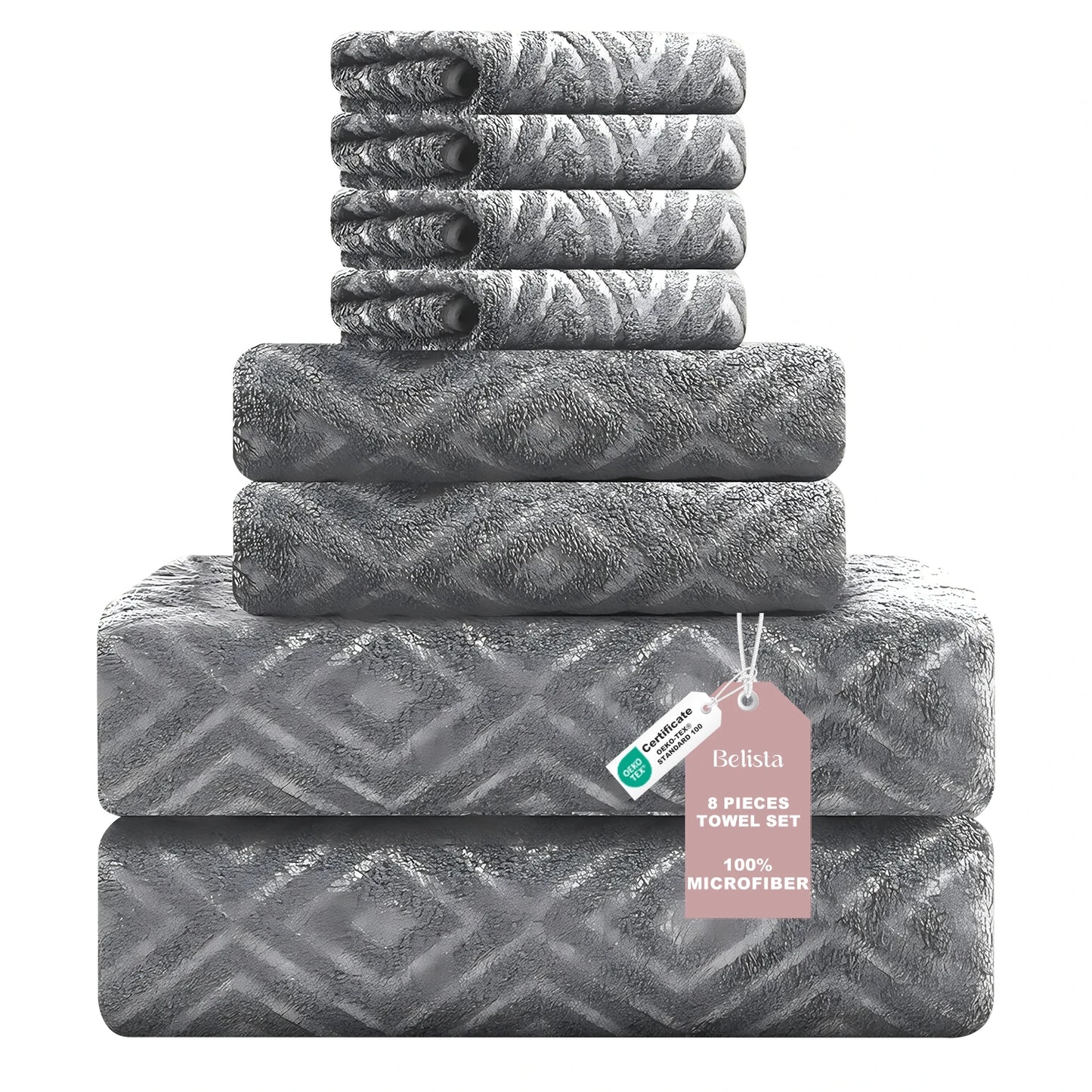 Belista Oversized 8-Piece Towel Set 35"×70": 2 Bath Sheets , 2 Hand Towels , 4 Washcloths,Soft & Absorbent for Gym, Spa,Home