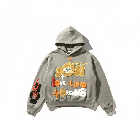 Hip-hop street retro Y2K hoodie, personalized foam printed hoodie, Gothic punk top