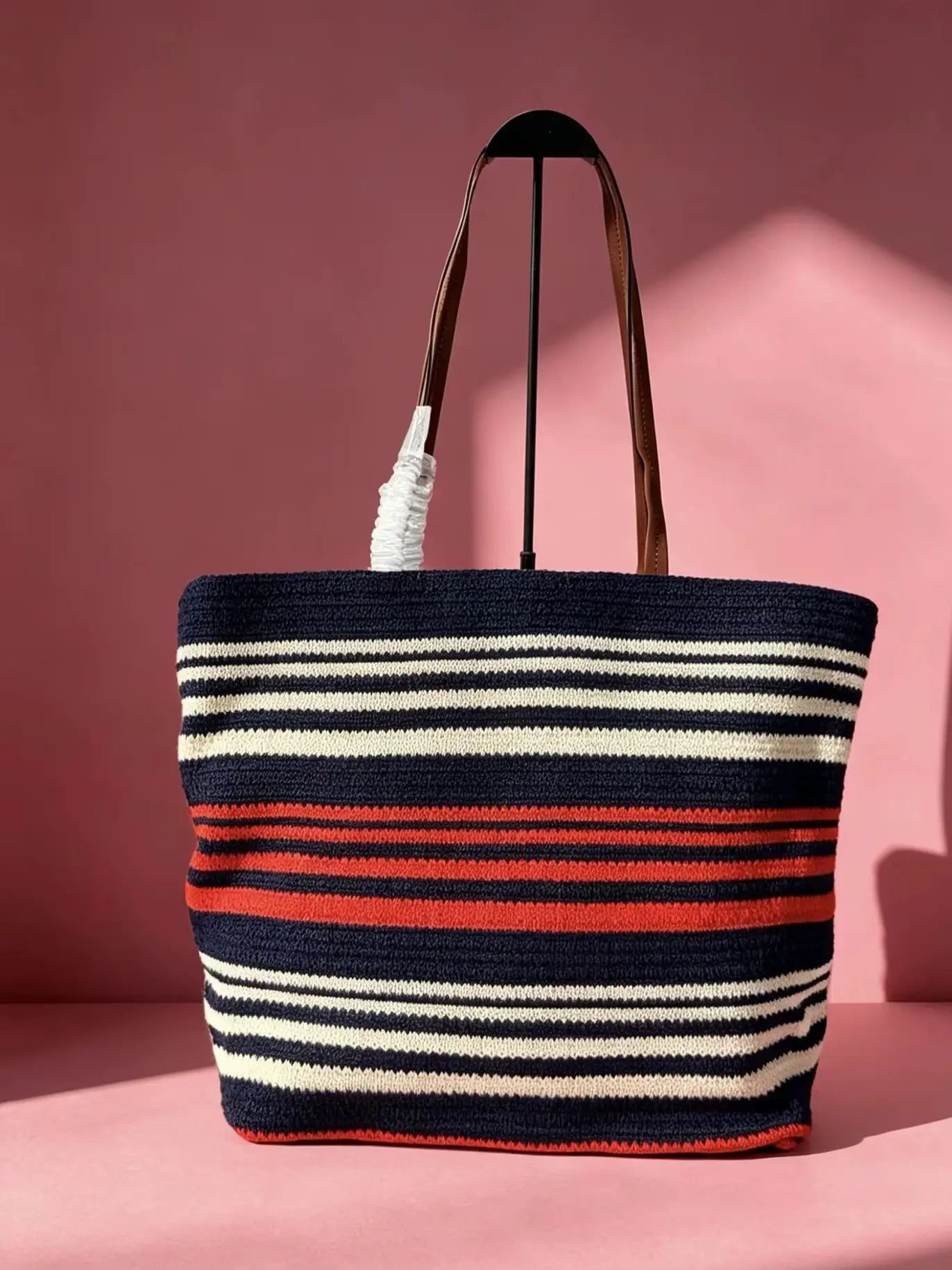 Famous Luxury Designers Bag Fashion New Women's Bag 32X16X27CM Woven Bag Striped Handbag Tote Bag No Box