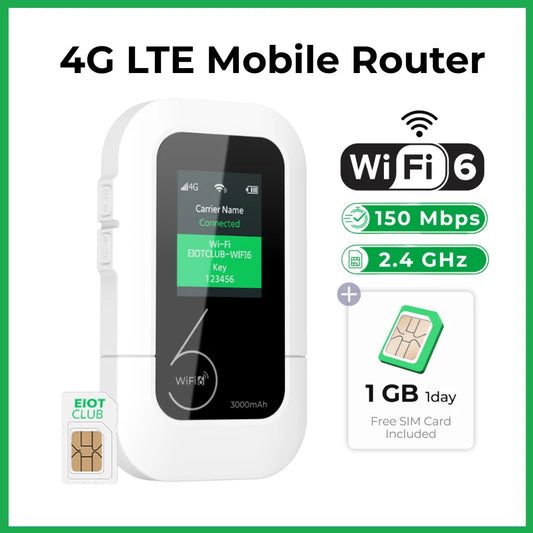 EIOTCLUB 4G LTE WiFi Router Portable Wireless WiFi 3000mAh Wireless Pocket Size Mobile Hotspot with SIM Card for Phone Travel and Business Trip