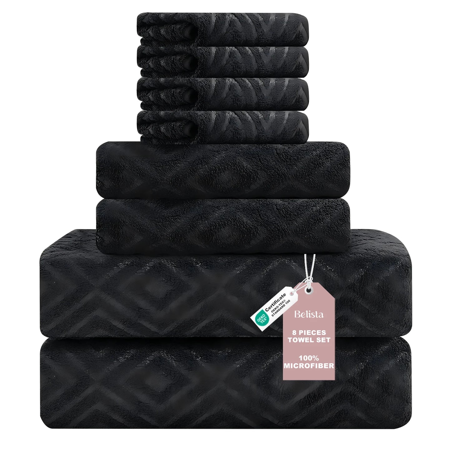 Belista Oversized 8-Piece Towel Set 35"×70": 2 Bath Sheets , 2 Hand Towels , 4 Washcloths,Soft & Absorbent for Gym, Spa,Home