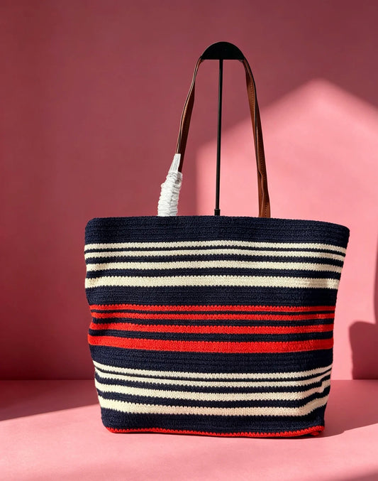 Famous Luxury Designers Bag Fashion New Women's Bag 32X16X27CM Woven Bag Striped Handbag Tote Bag No Box