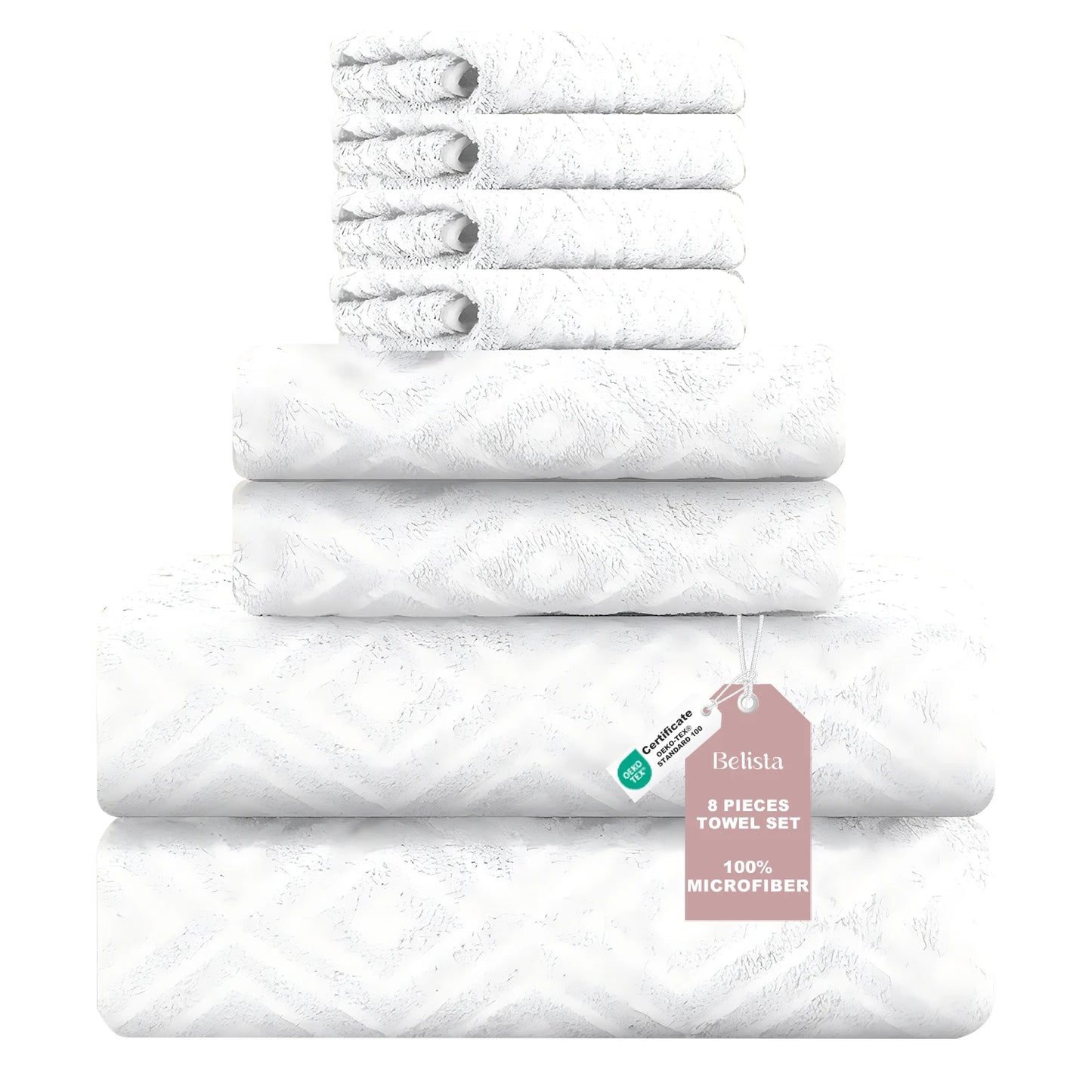 Belista Oversized 8-Piece Towel Set 35"×70": 2 Bath Sheets , 2 Hand Towels , 4 Washcloths,Soft & Absorbent for Gym, Spa,Home