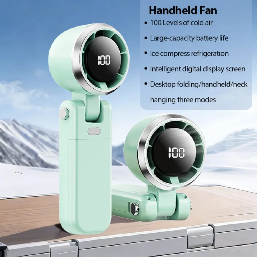 Mini Handheld Turbo Cooling Fan High-speed Cold Air SB Rechargeable Cold Compress Fan Foldable Portables Desktop Fan
