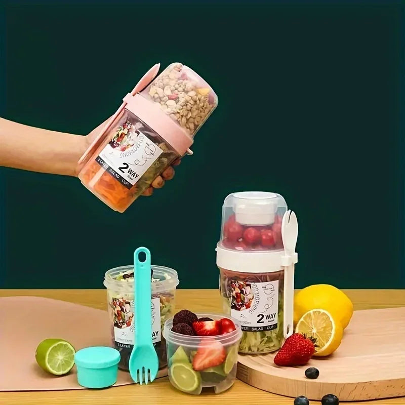 Breakfast on The Go Cups Salad Cup To Go Take and Go Yogurt Cereal Overnight Oats Snack Parfait Containers & Salad Dressing Ho