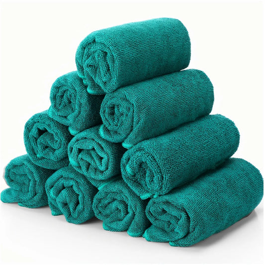 Dark Green Bleach-Resistant Microfiber Salon Towels (36 pcs, 16×28 in) — Highly Absorbent, Soft & Durable for Gym, Spa, Shaving,