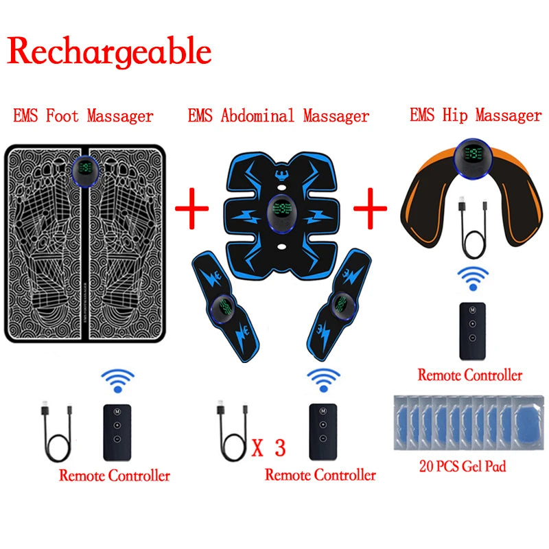 Remote Controller EMS Muscle Stimulator Smart Electric Fitness Abdominal Training Weight Loss Stickers Body Slimming Massager