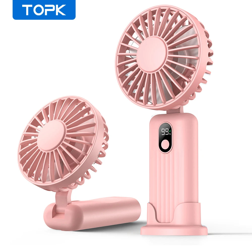 TOPK 5000mAh Portable Hand Held Fan,[7-24H of Working Time]Whisper-Quiet&Portable Design Superior Quality Mini Handheld Neck Fan