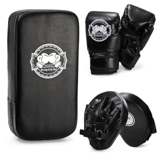 3-in-1 Boxing Set, Punching Gloves Mitts Kick Pad for Beginners, Sports Kickboxing Training Set for Youth Child Boxing, Karate,
