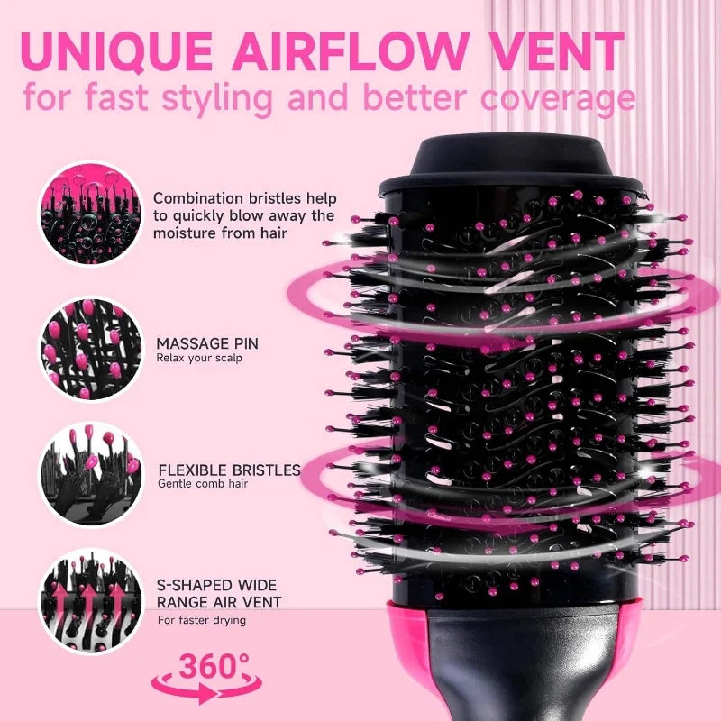 BLUTOOL Hot Air Brush Hair Dryer & Styler, 3-speed adjustment, Frizz Control, One-Step Blowout/Smoothing Brush, holiday gift