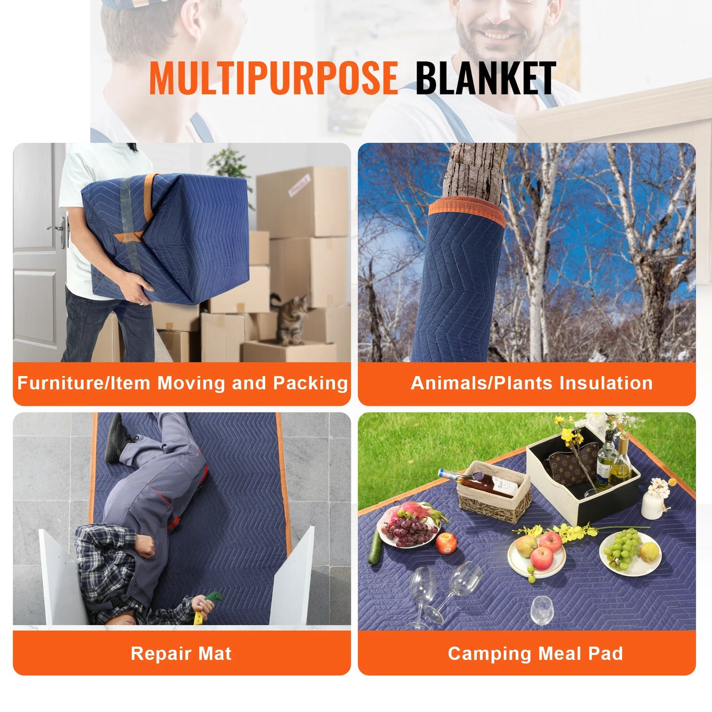 SucceBuy 35/65 lbs Moving Blankets 12 Packs 80" x 72" Packing Blanket Heavy Duty Mover Pads for Protecting Furniture Appliances