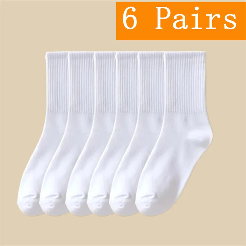1/5/6/10/20 Pairs Women Mid Tube Socks Fashion Breathable Sports Sock  Parallel Bar Pattern Sweat Wicking Non Pilling Girl Sock