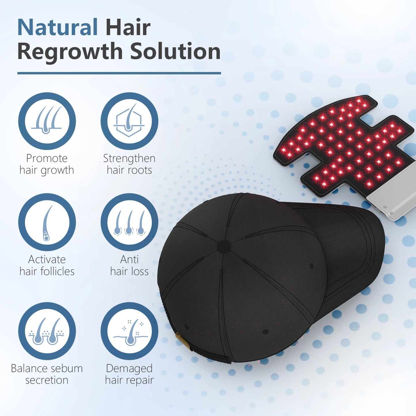 KTS Hair Growth Cap Red Light Therapy Cap Device Anti Hair Loss Led Hair Growth Hat Near Infrared Relax Head Treatment 70x630nm