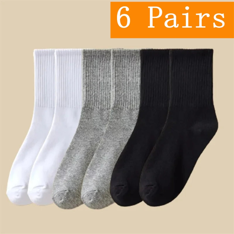 1/5/6/10/20 Pairs Women Mid Tube Socks Fashion Breathable Sports Sock  Parallel Bar Pattern Sweat Wicking Non Pilling Girl Sock