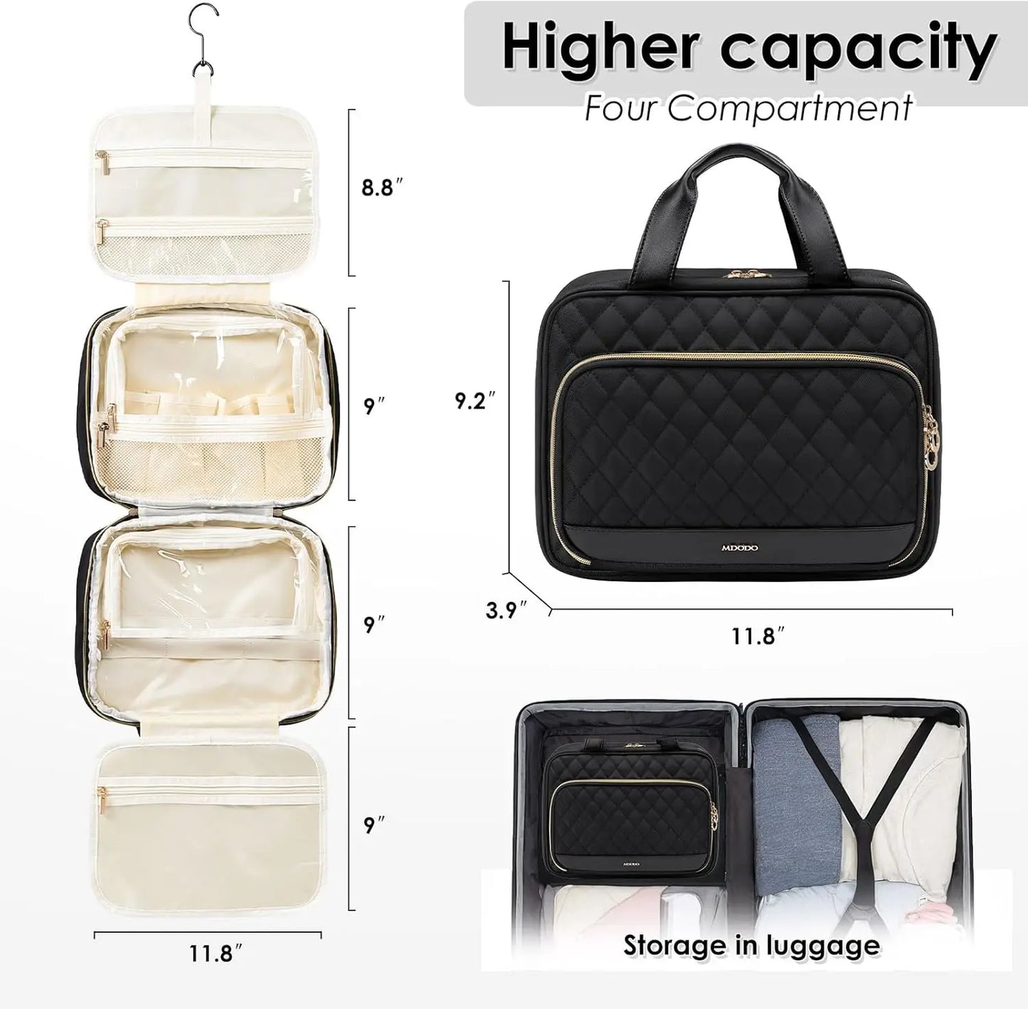 Water-Resistant Hanging Toiletry Bag for Women with Large Capacity, Ideal for Travel and Makeup Essentials