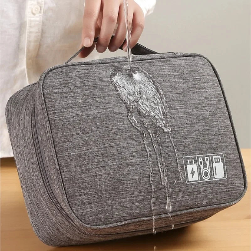 Electronic Accessory Bag Portable Travel Cable Organizer Waterproof Double Layer Cable Organizer Cable Phone Charger Flash Drive