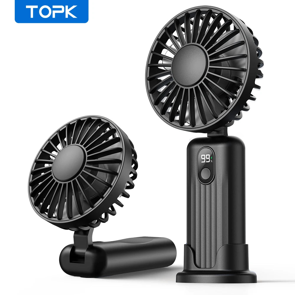 TOPK 5000mAh Portable Hand Held Fan,[7-24H of Working Time]Whisper-Quiet&Portable Design Superior Quality Mini Handheld Neck Fan