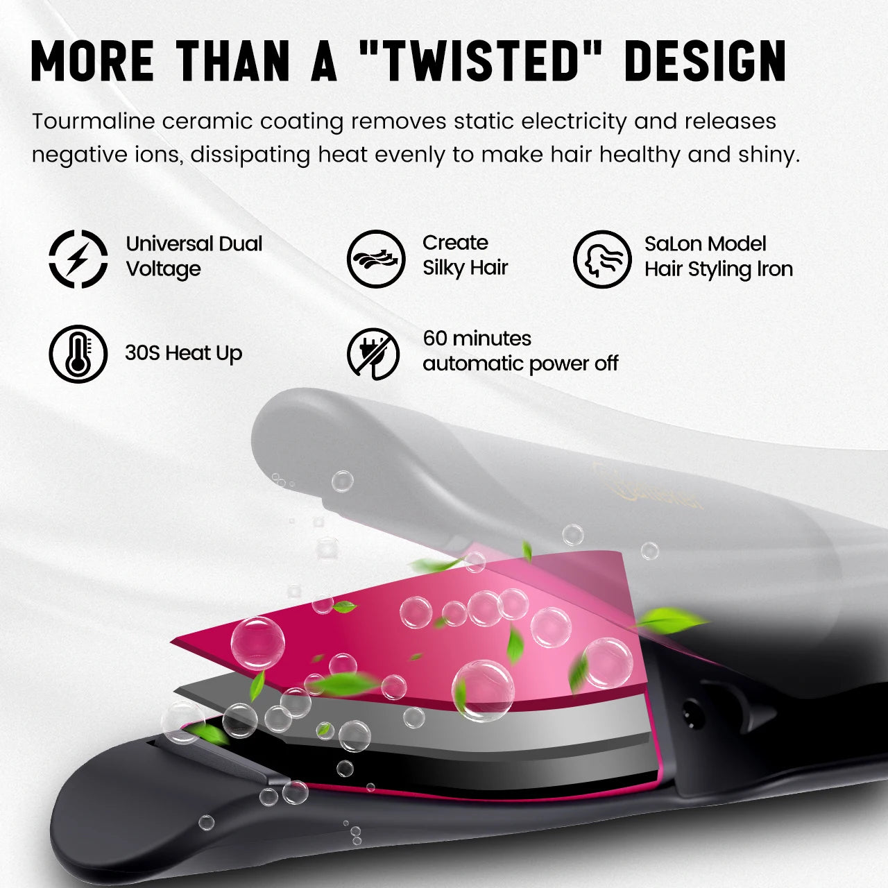 Haetteker Twisted Straightener Curler Multi-Function Two-In-One Hair Styling Tool Straightening Hair Clamp