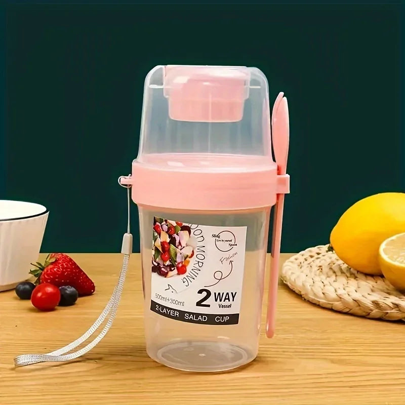 Breakfast on The Go Cups Salad Cup To Go Take and Go Yogurt Cereal Overnight Oats Snack Parfait Containers & Salad Dressing Ho