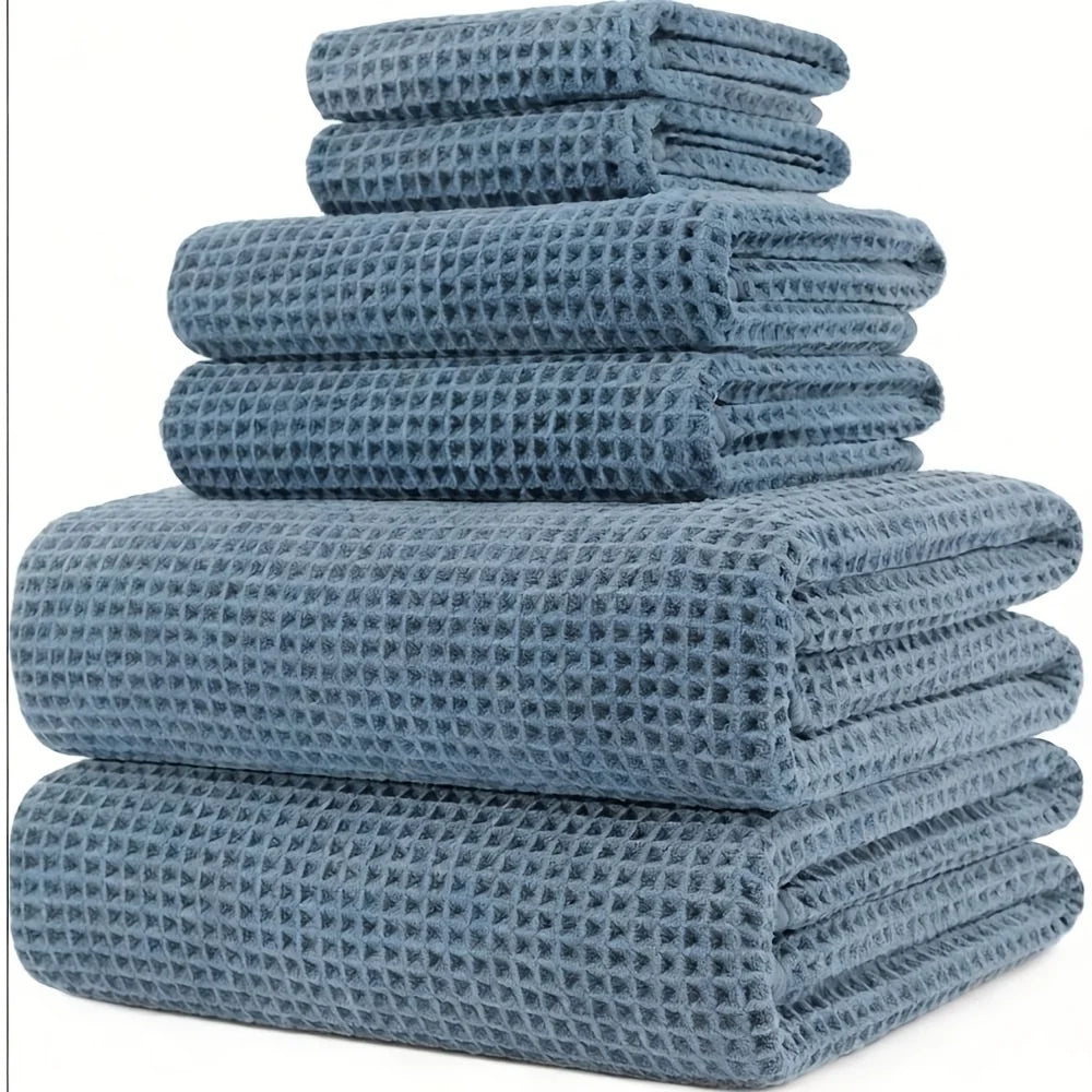Quick-Dry Soft Bath Towel Set – 6-Piece Textured, Lightweight & Breathable Towels for Bath, Spa, Gym & Home Use | Highly Absorbe