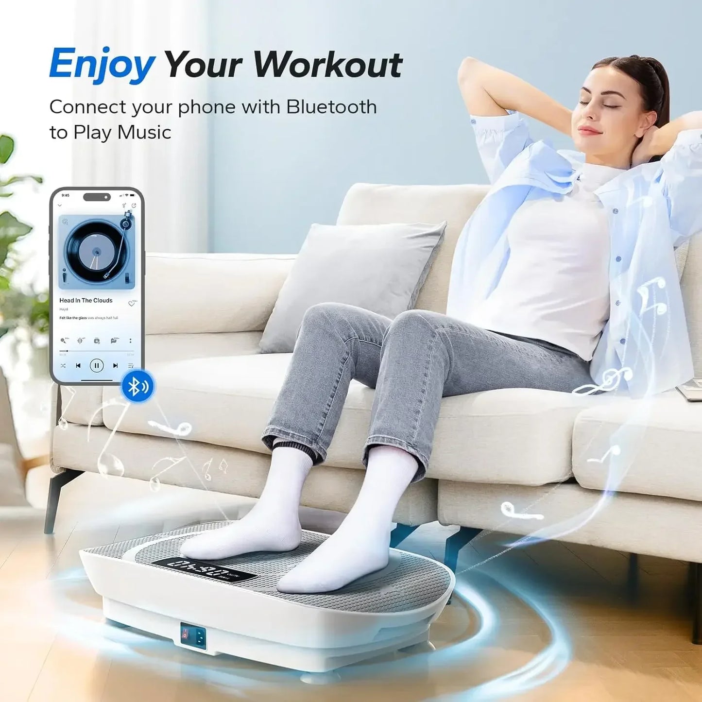 Vibration Plate Exercise Machine, Whole Body Workout Equipment for Women, Bluetooth and Silicone Pedal, Vibration Plate with