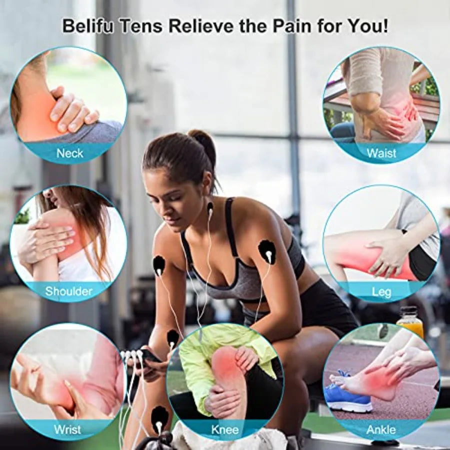 4 Independent Channel TENS EMS Unit 24 Modes 30 Level Intensity Muscle Stimulator Machine Rechargeable Electric Pulse Massager