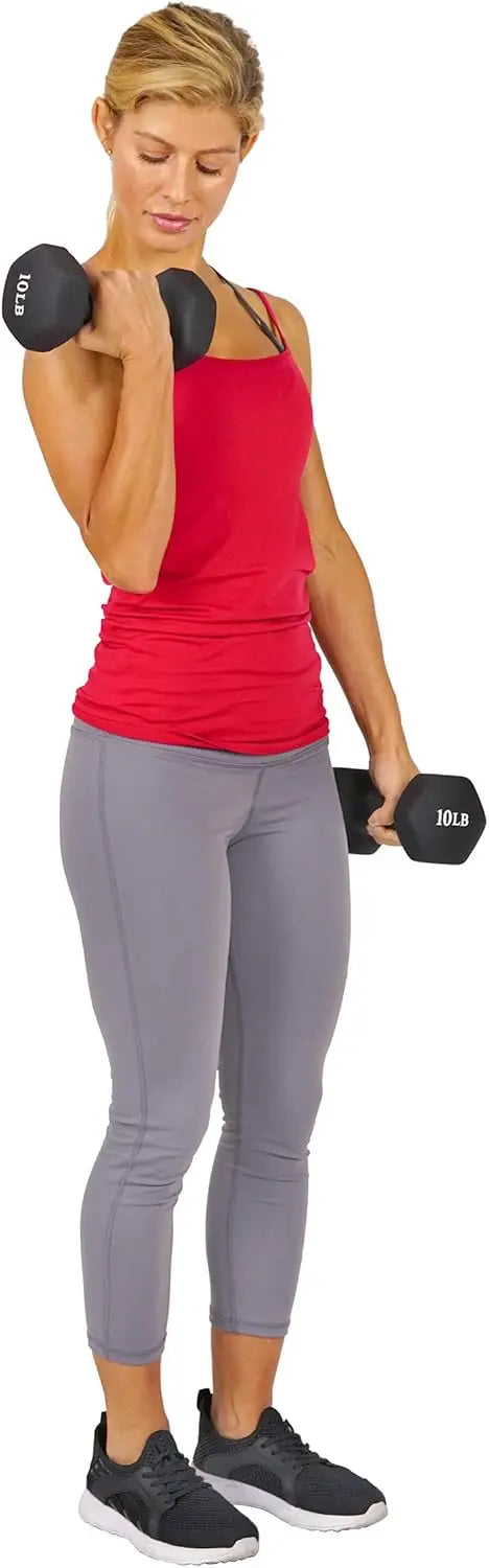 Non-Slip Hex Dumbbells for Home Gym, Full Body Workout, Weight Loss - Available in 2LB, 5LB, 8LB, 10LB Pairs