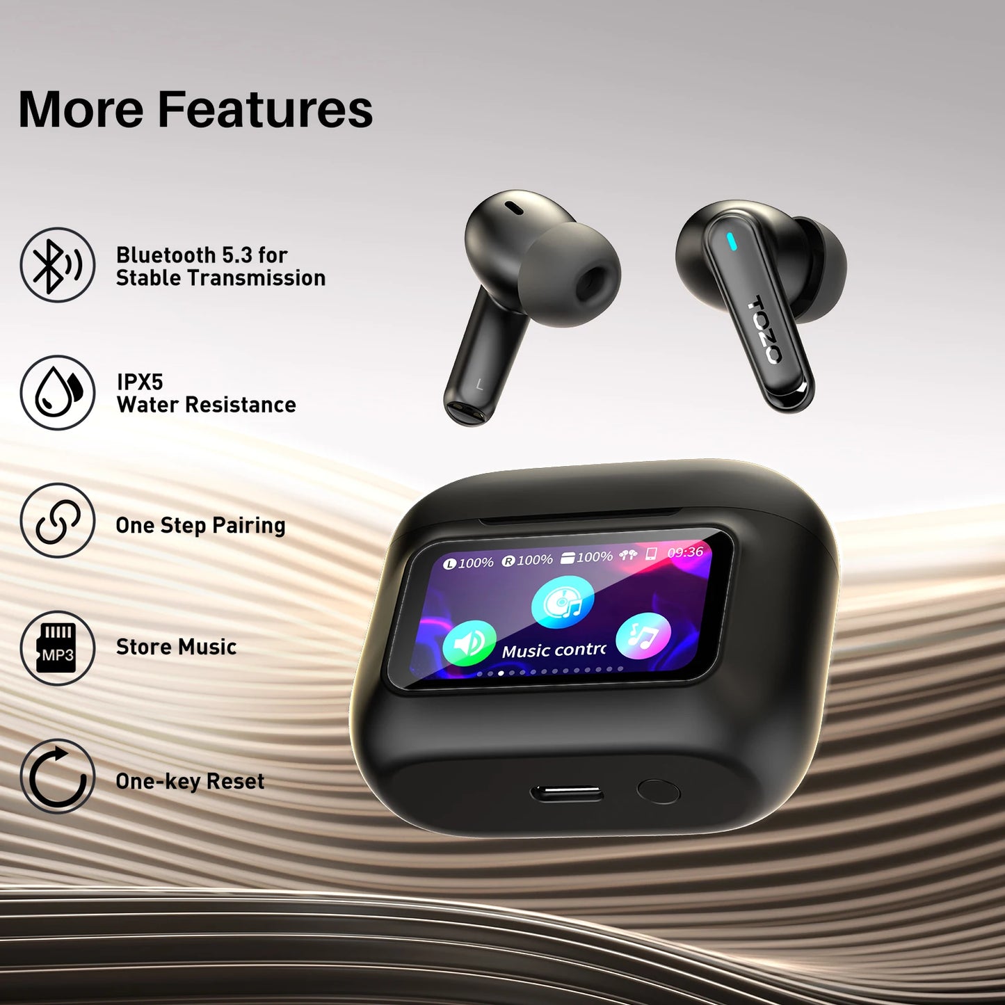 TOZO Color Pods Smart AI Translate Earbuds Wireless Blutooth 5.4 Earphones Noise Canceling Voice Translator Language Real Time