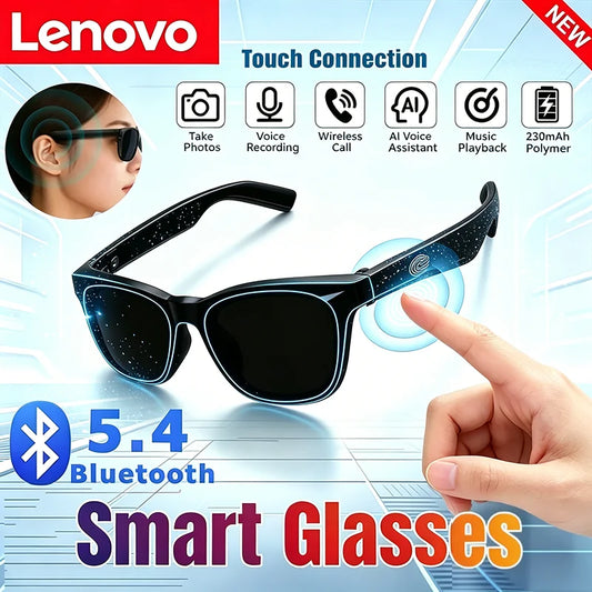 Lenovo Remote Control Touch Smart AI Glasses 8K HD Camera Recording Translator Voice Assistant Music Bluetooth5.4 Men Sunglasses