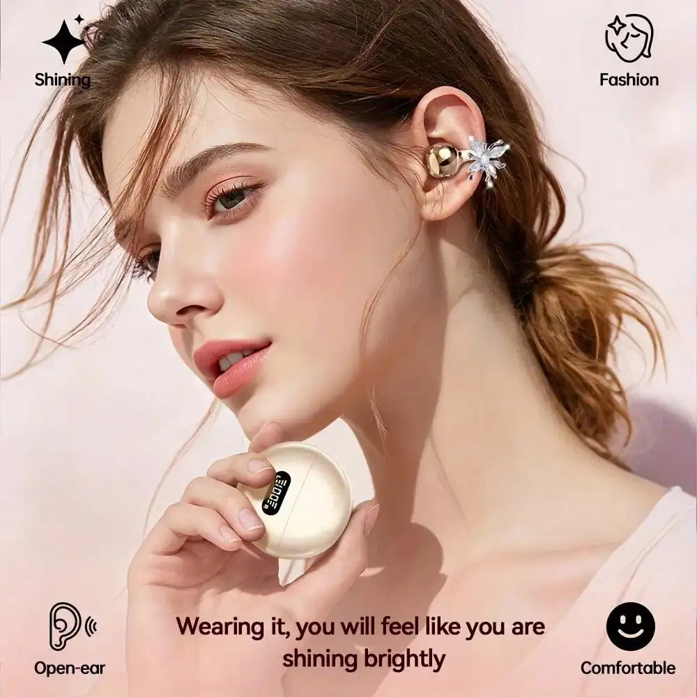 NEW  Wireless Open-Ear Headphones, 2025 OWS Clip-On Earphones, Butterfly Earring Headphones, Pure Stereo Sound, Suitable For Sports/Outdoor And Multi-Scenarios, Wireless Earphones, Clip-On Earphones, Travel Earphones, Fashion