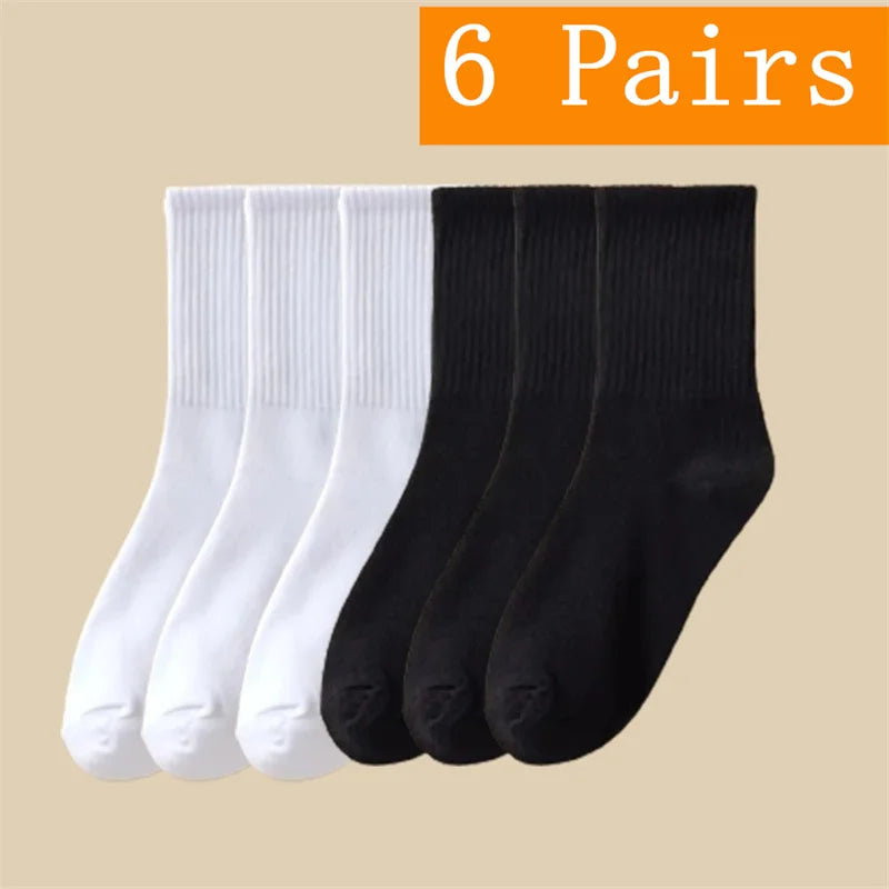 1/5/6/10/20 Pairs Women Mid Tube Socks Fashion Breathable Sports Sock  Parallel Bar Pattern Sweat Wicking Non Pilling Girl Sock