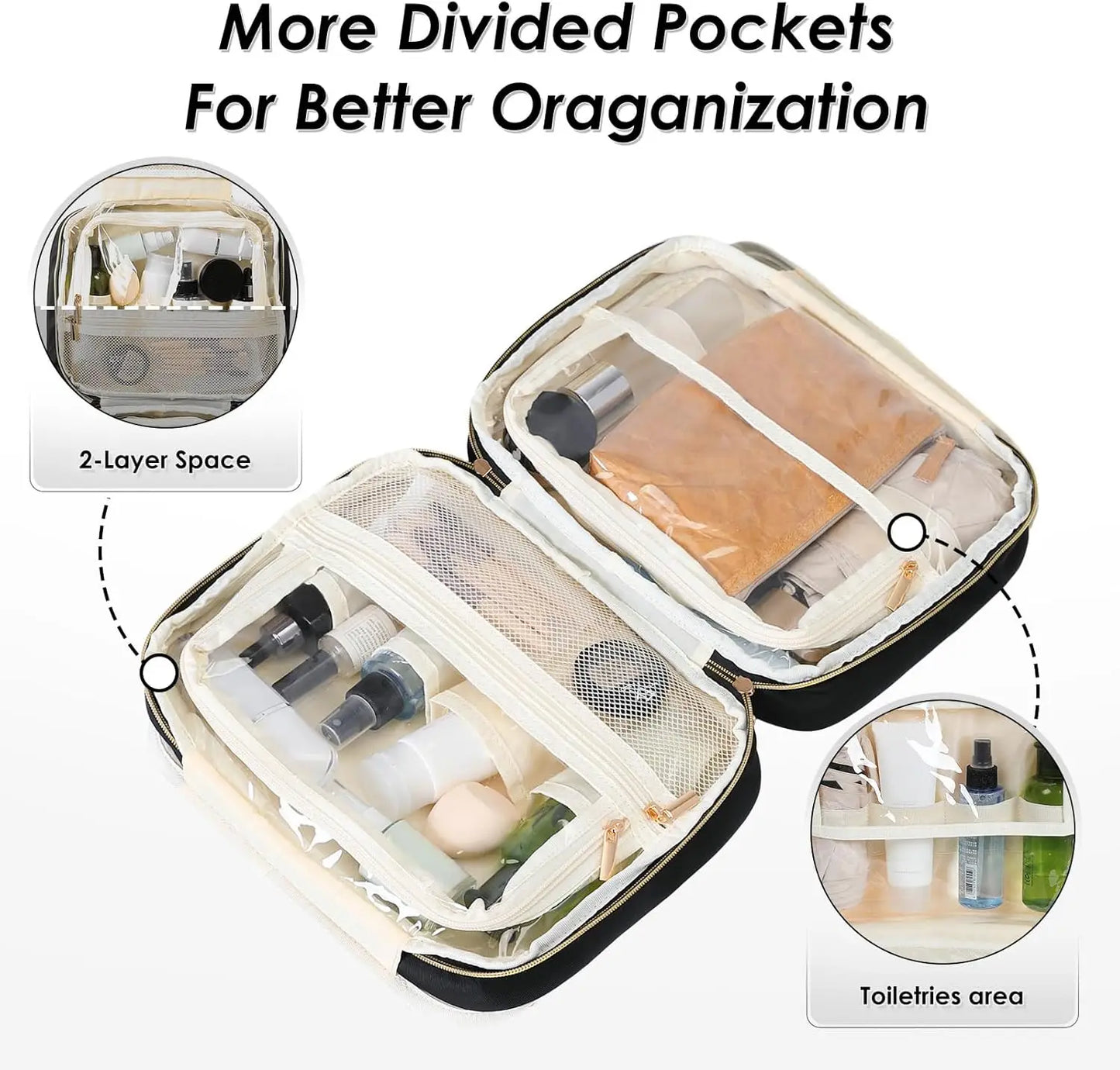 Water-Resistant Hanging Toiletry Bag for Women with Large Capacity, Ideal for Travel and Makeup Essentials
