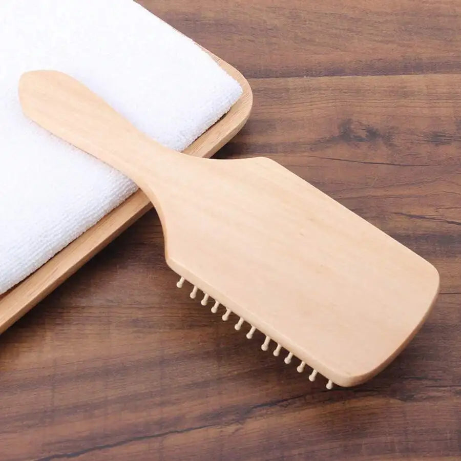 Large Wooden Air Cushion Hair Brush For Long Curly Hair Detangling Scalp Massage Anti Static