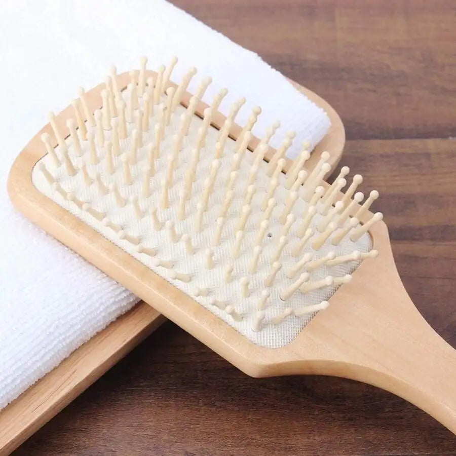 Large Wooden Air Cushion Hair Brush For Long Curly Hair Detangling Scalp Massage Anti Static