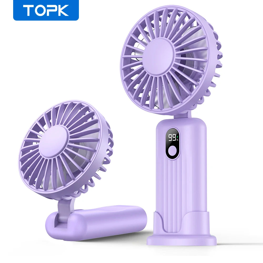 TOPK 5000mAh Portable Hand Held Fan,[7-24H of Working Time]Whisper-Quiet&Portable Design Superior Quality Mini Handheld Neck Fan