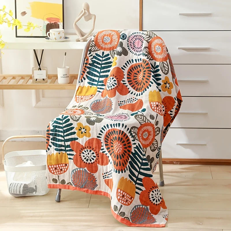 Ultra-Soft 100% Cotton Floral Bath Towel – Lightweight, Quick-Drying & Highly Absorbent | Ideal for Bathroom, Beach or Travel |