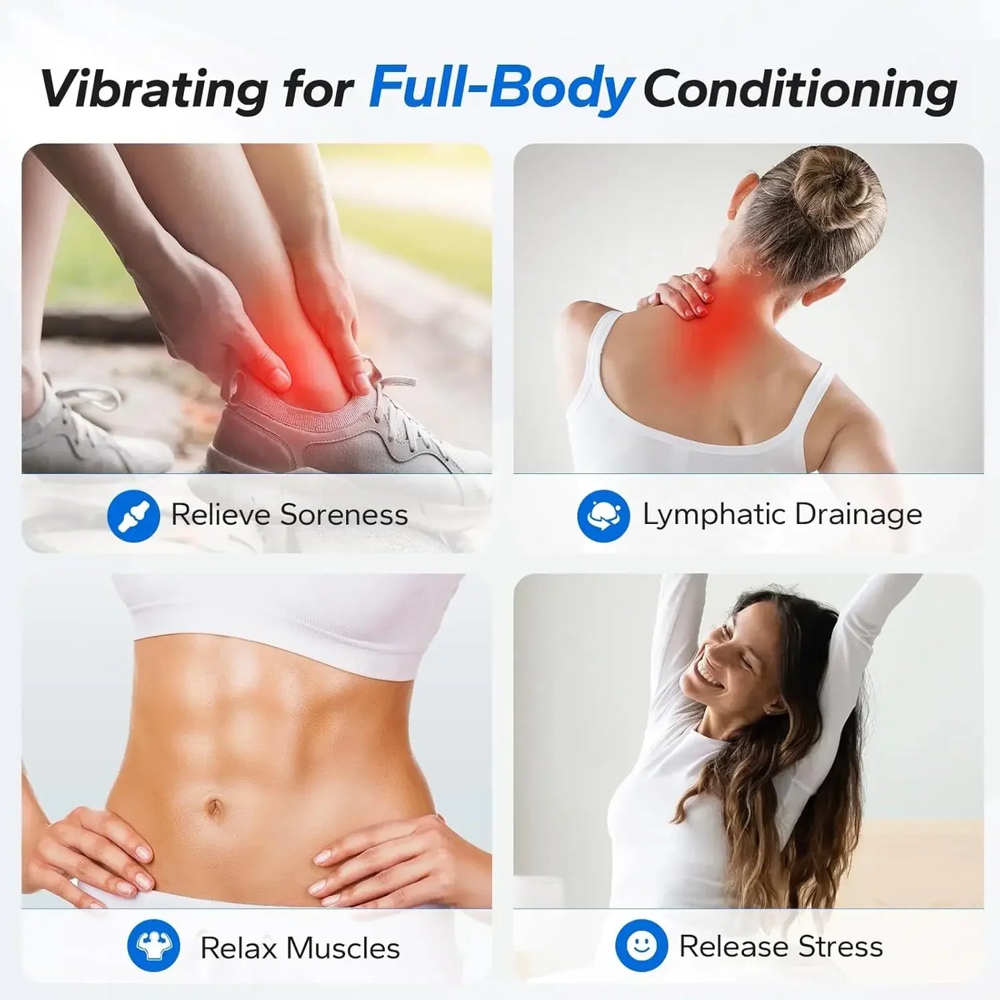 Vibration Plate Exercise Machine, Whole Body Workout Equipment for Women, Bluetooth and Silicone Pedal, Vibration Plate with