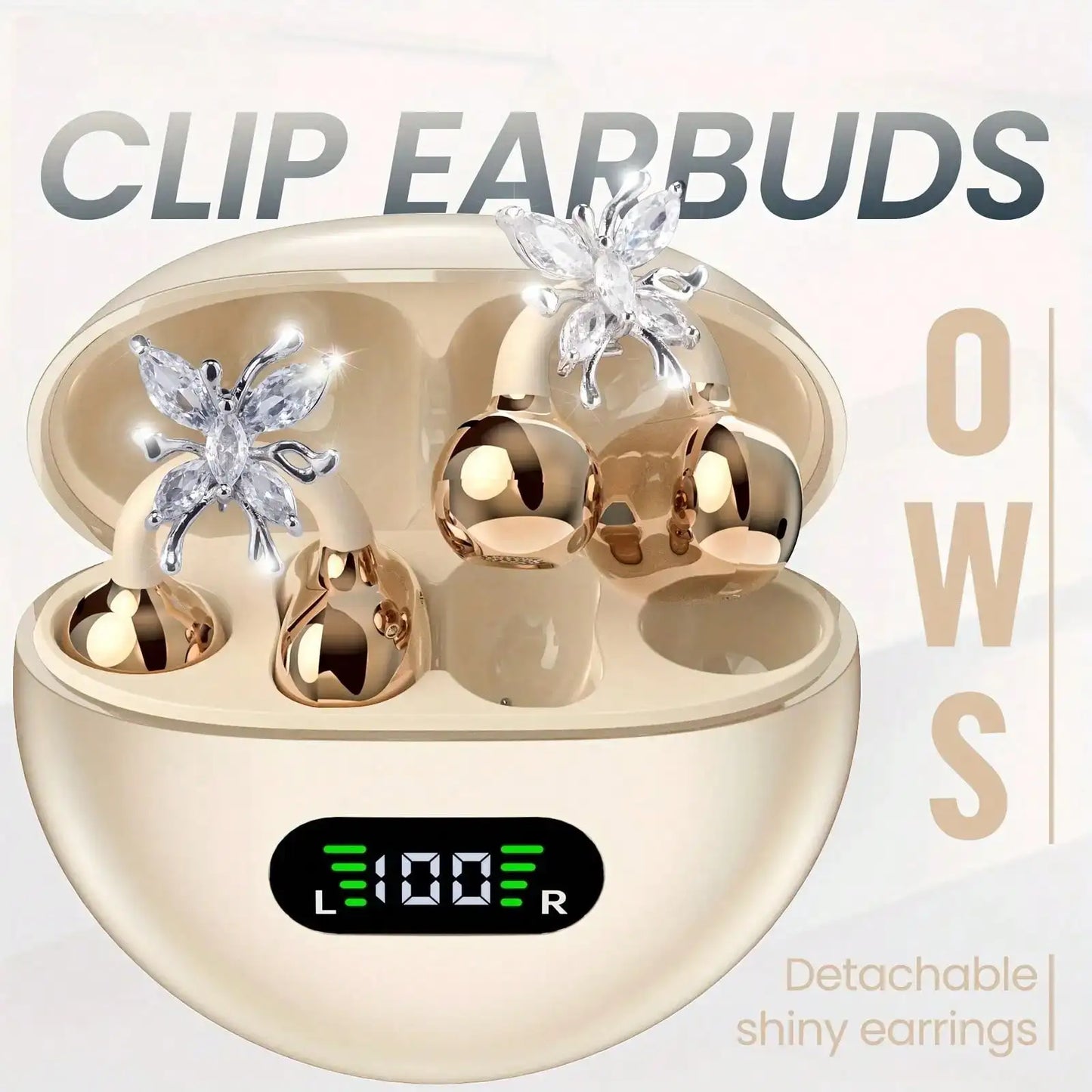 NEW  Wireless Open-Ear Headphones, 2025 OWS Clip-On Earphones, Butterfly Earring Headphones, Pure Stereo Sound, Suitable For Sports/Outdoor And Multi-Scenarios, Wireless Earphones, Clip-On Earphones, Travel Earphones, Fashion